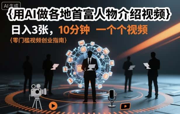 用AI做各地首富人物介绍视频，日入3张，10分钟一个视频-优优云创