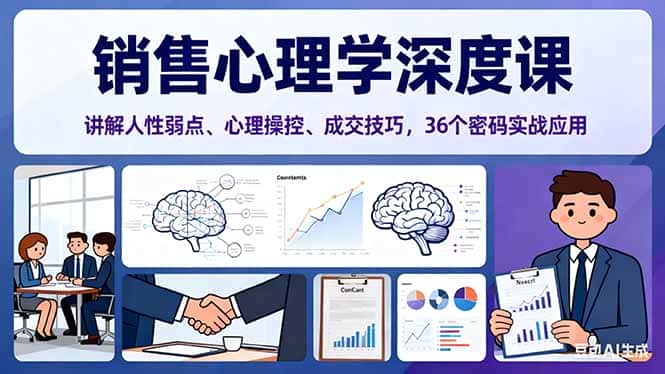 销售心理学深度课，讲解人性弱点、心理操控、成交技巧，36个密码实战应用-优优云创