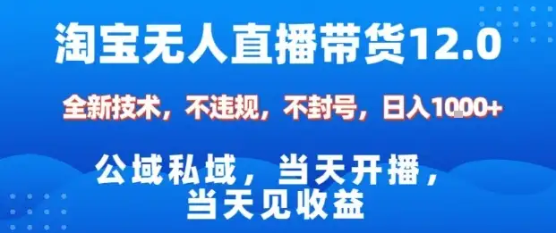 淘宝无人直播12.0，公域私域技术，不封号，不违规布局双十一流量风口，日入1k（独家技术）【揭秘】-优优云创