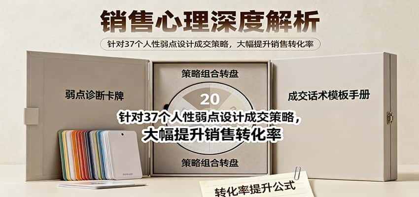 销售心理深度解析：针对37个人性弱点设计成交策略，大幅提升销售转化率！-优优云创