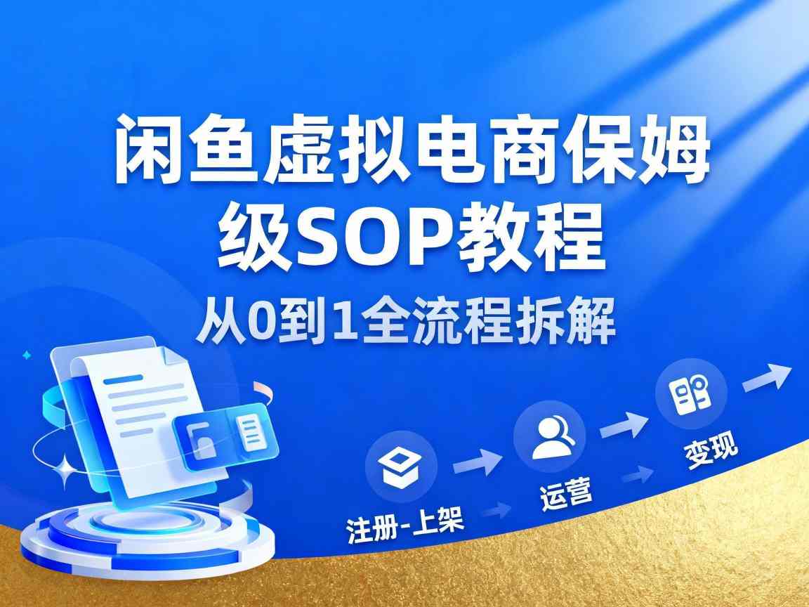 闲鱼虚拟电商，月入轻松过1W，保姆级SOP教程-副业吧
