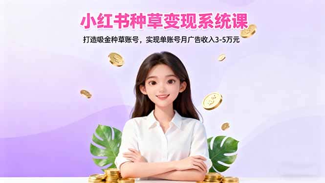 小红书种草变现系统课：打造吸金种草账号，实现单账号月广告收入3-5万元-副业吧