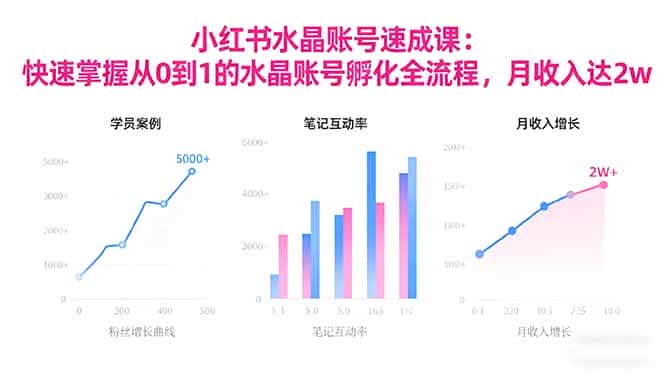 2025小红书水晶账号速成课：快速掌握从0-1水晶账号孵化全流程，月收入达2w-优优云创