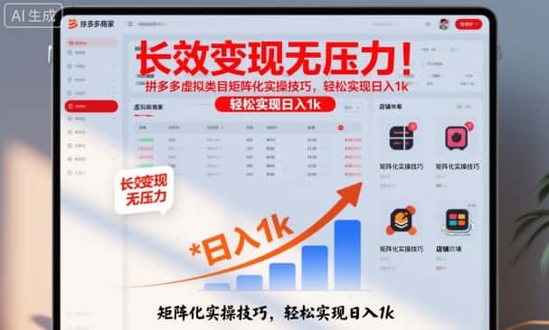 长效变现无压力！拼多多虚拟类目矩阵化实操技巧，轻松实现日入1k【揭秘】-优优云创