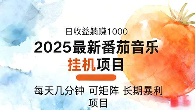 2025年最新番茄音乐人挂机项目，每天几分钟，月入1000＋，可矩阵，一台…-优优云创