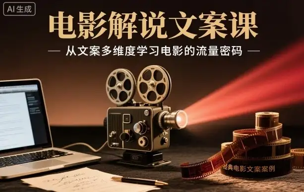【精】电影解说文案课，从文案多维度学习电影的流量密码-优优云创