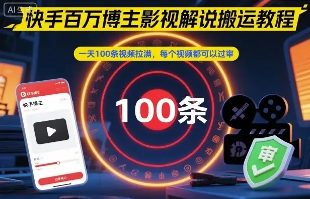 【精】快手百万博主影视解说搬运教程，一天100条视频拉满，每个视频都可以过审-优优云创