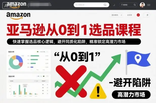 【精】亚马逊从0到1选品课程，快速掌握选品核心逻辑，避开同质化陷阱，精准锁定高潜力市场-副业吧