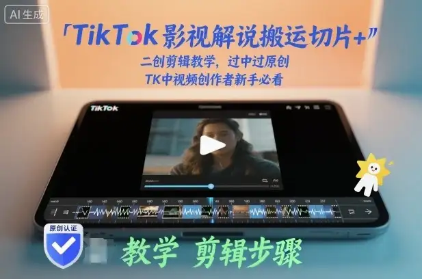 【精】TikTok影视解说搬运切片+二创剪辑教学，过中过原创，TK中视频创作者新手必看-优优云创