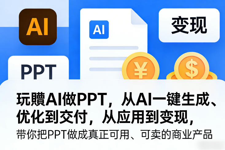 玩賺AI做PPT,从AI一键生成、优化到交付,从应用到变现,带你把PPT做成真正可用、可卖的商业产品(更新0401)-副业吧