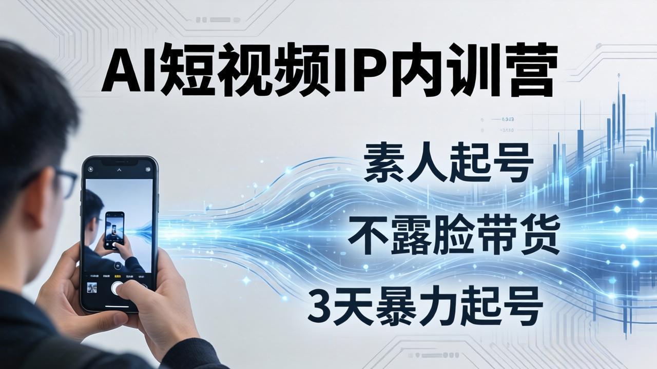 2026AI短视频IP内训营：从素人起号到不露脸带货，3天暴力起号全流程拆解-优优云创