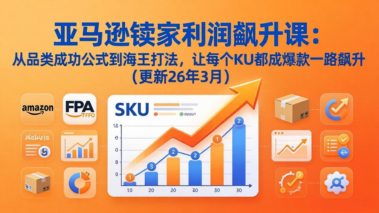 亚马逊卖家利润飙升课：从品类成功公式到海王打法，让每个SKU都成爆款一路飙升(更新26年3月-优优云创