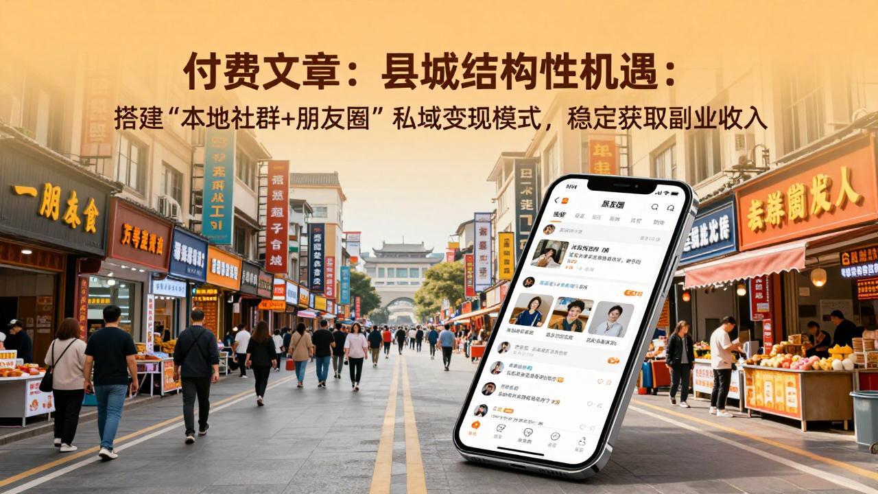 付费文章：县城结构性机遇：搭建“本地社群+朋友圈”私域变现模式，稳定获取副业收入-优优云创