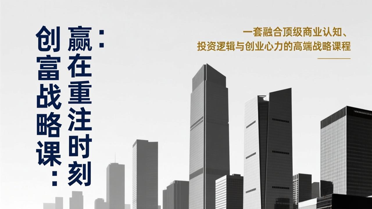 《创富战略课：赢在重注时刻》一套融合顶级商业认知、投资逻辑与创业心力的高端战略课程-优优云创