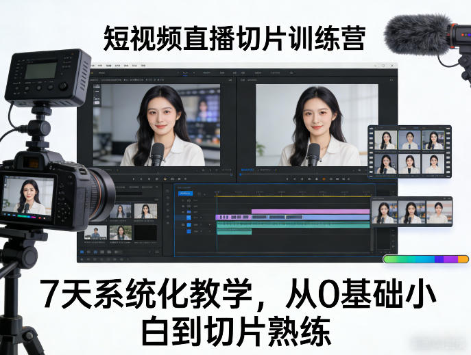 短视频直播切片训练营，7天系统化教学，从0基础小白到切片熟练-优优云创