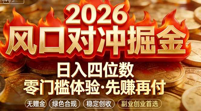 2026美金对冲套利，无赠金对冲策略保驾护航，低门槛易上手实操。单人单日收益2000+-优优云创