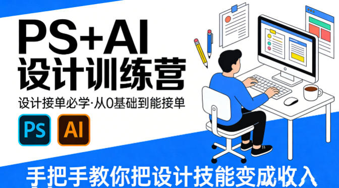 设计接单必学，PS+AI设计训练营，从0基础到能接单，手把手教你把设计技能变成收入-优优云创