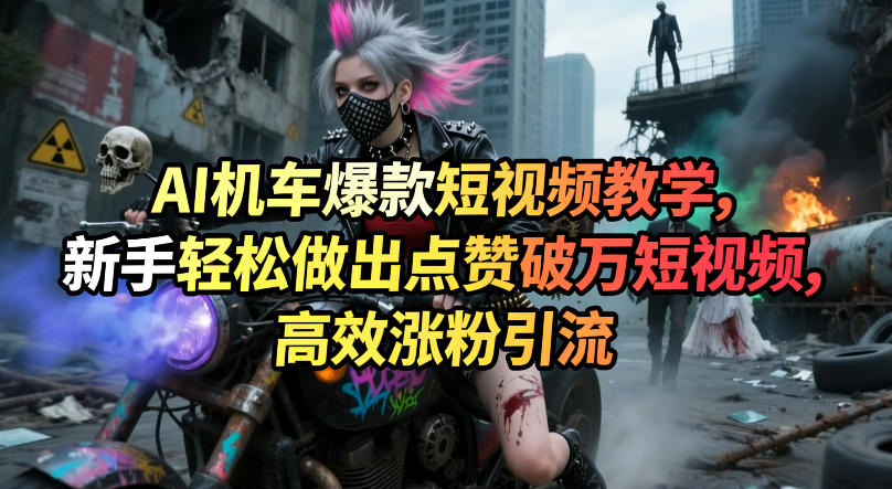 AI机车爆款短视频教学，新手轻松做出点赞破万短视频，高效涨粉引流-优优云创