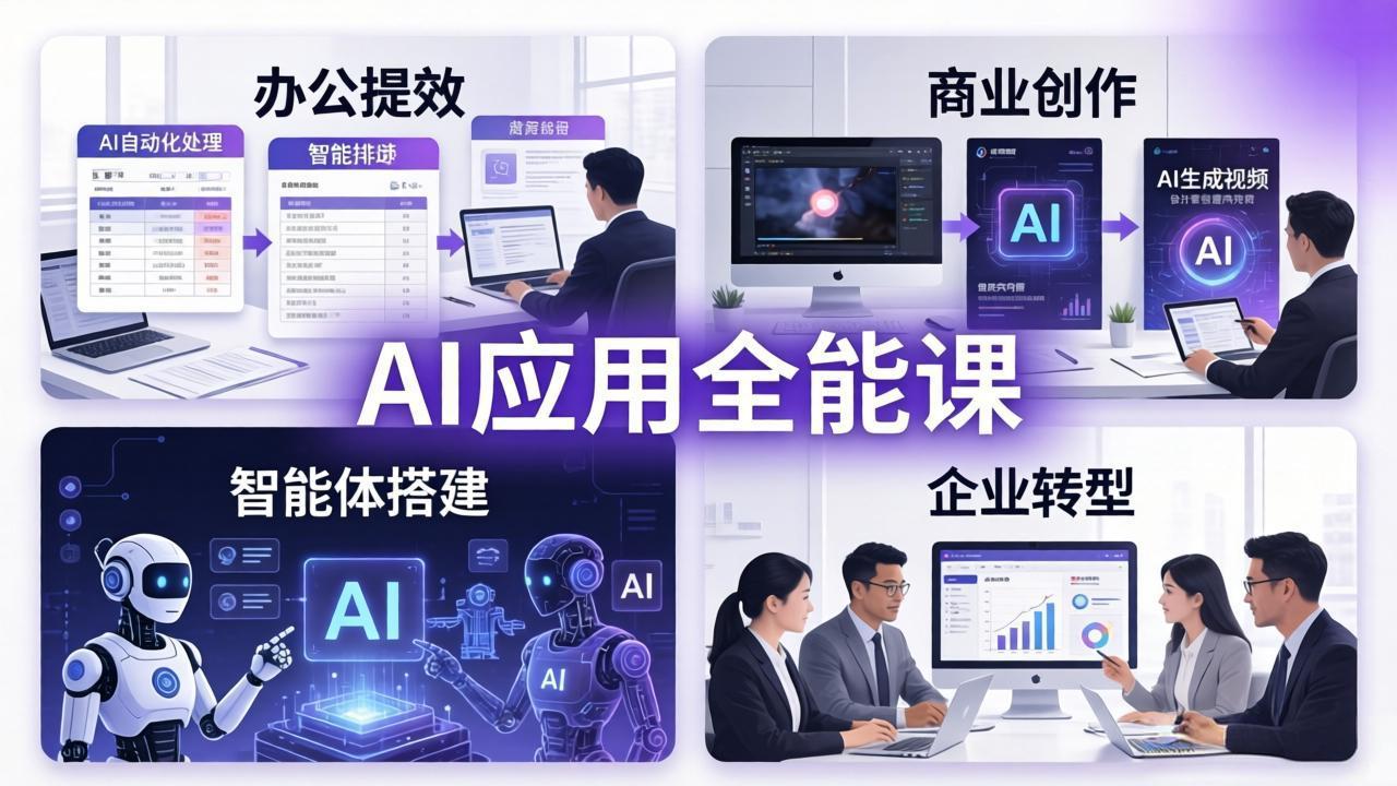 AIGC 应用全能课：办公提效、商业创作、智能体搭建、企业转型，一站式学会AI应用-优优云创网
