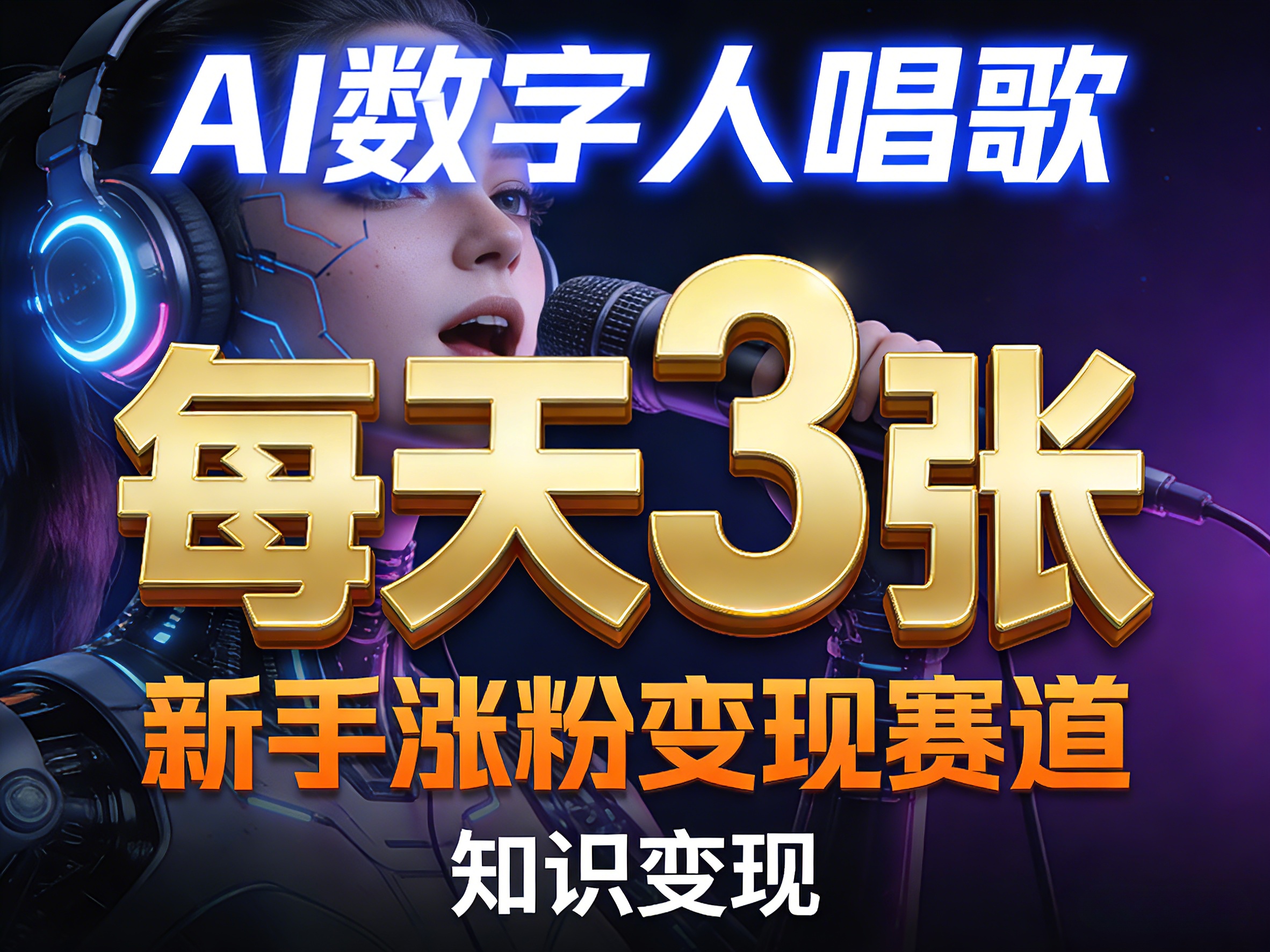 AI数字人唱歌，新手涨粉变现赛道，每天3张和知识付费，副业必备-优优云创网