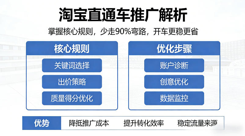 淘宝直通车推广解析，掌握核心规则，少走90%弯路，开车更稳更省-优优云创网