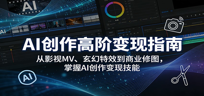 AI创作高阶变现指南：从影视MV、玄幻特效到商业修图，掌握AI创作变现技能-优优云创网
