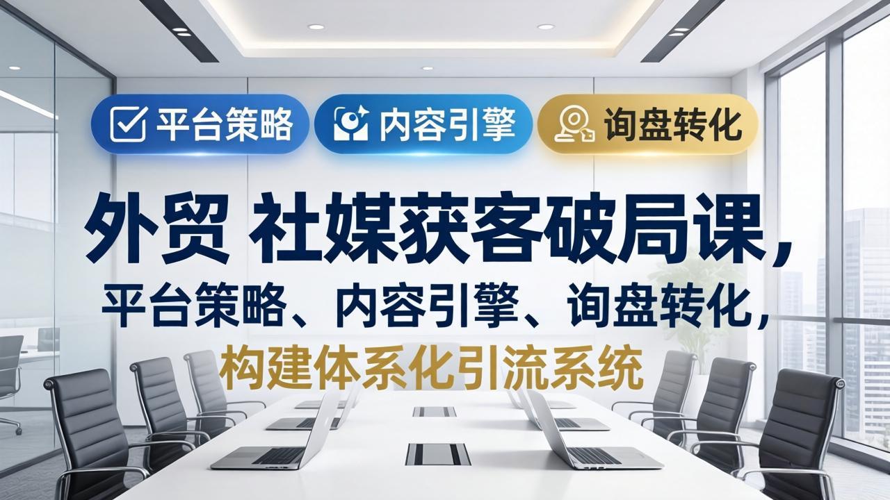 外贸 社媒获客破局课，平台策略、内容引擎、询盘转化，构建体系化引流系统(更新26年3月-优优云创