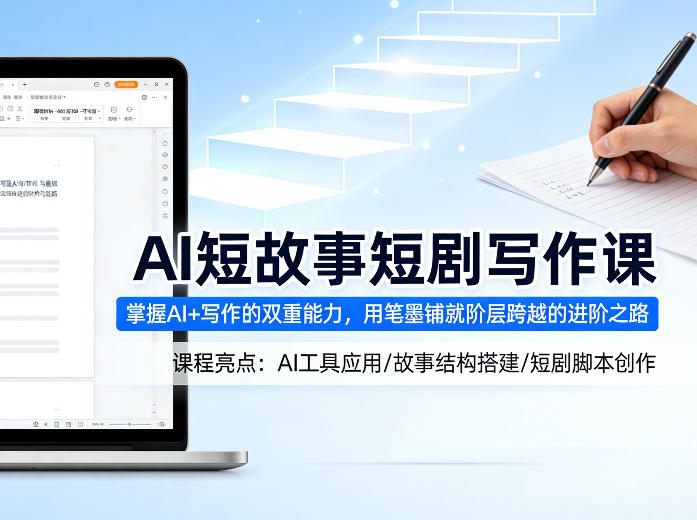 AI短故事短剧写作课,掌握AI+写作的双重能力,用笔墨铺就阶层跨越的进阶之路-优优云创