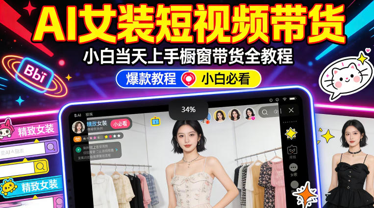 AI女装短视频橱窗带货:小白零门槛当天上手,高佣金爆款轻松賺!-优优云创
