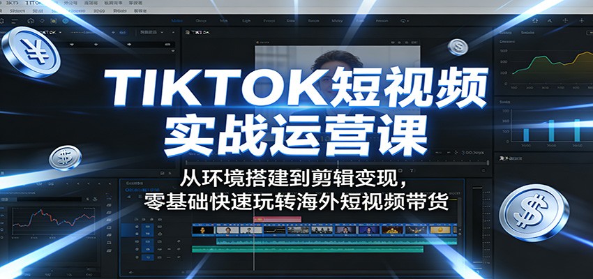 TIKTOK短视频实战运营课:从环境搭建到剪辑变现,零基础快速玩转海外短视频带货-优优云创网
