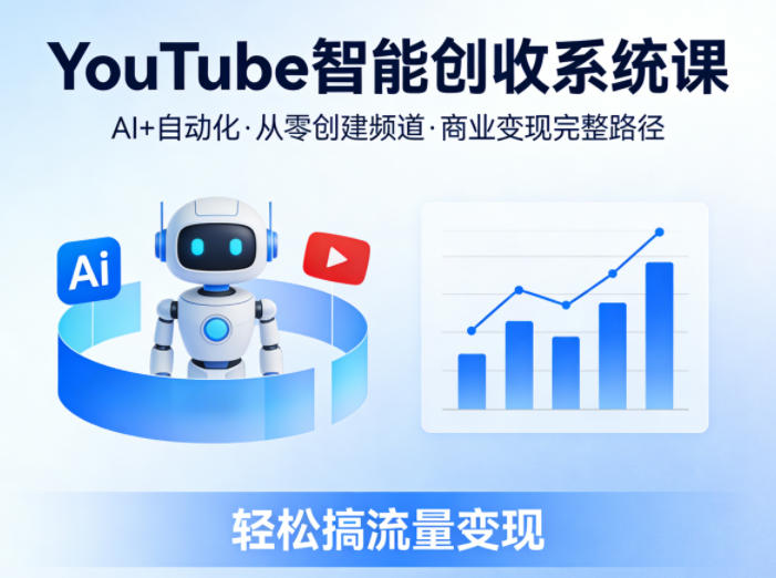YouTube智能创收系统课，AI+自动化，从零创建YouTube频道并实现商业变现的完整路径，轻松搞流量变现-优优云创网