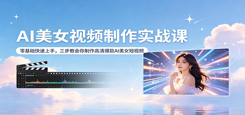 AI美女视频制作实战课:零基础快速上手,三步教会你制作高清爆款AI美女短视频-优优云创网