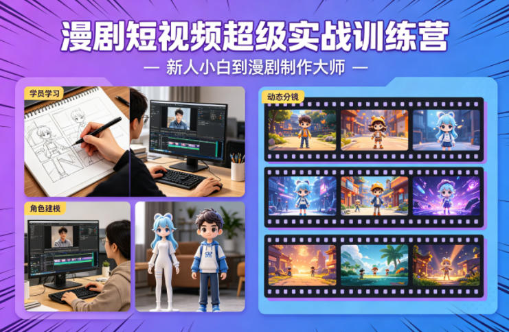 漫剧短视频超级实战训练营,新人小白到漫剧制作大师-优优云创网