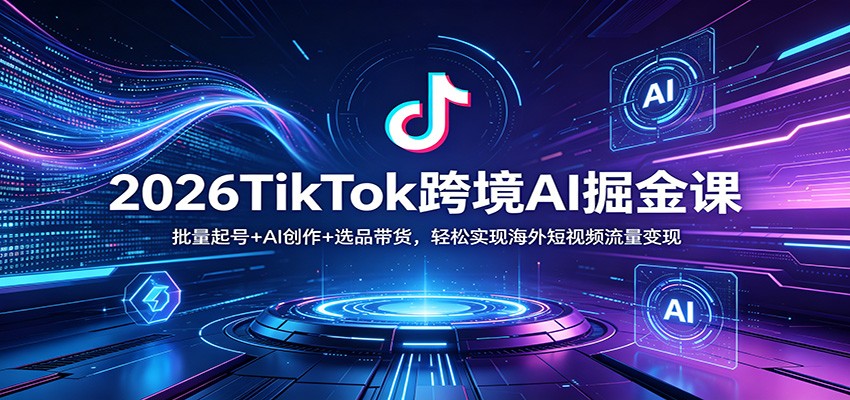 2026TikTok跨境AI掘金课:批量起号+AI创作+选品带货,轻松实现海外短视频流量变现-优优云创网