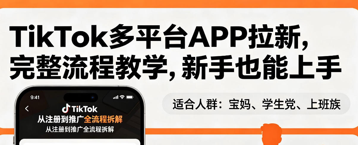 TikTok多平台APP拉新,完整流程教学,新手也能上手,轻松出海搞美金-优优云创网