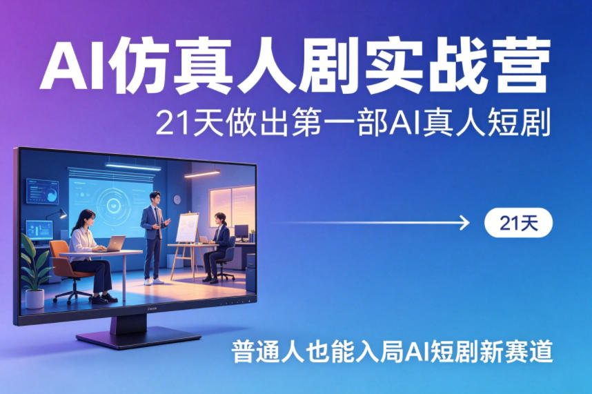 AI仿真人剧实战营，21天做出第一部AI真人短剧，普通人也能入局AI短剧新赛道-优优云创网