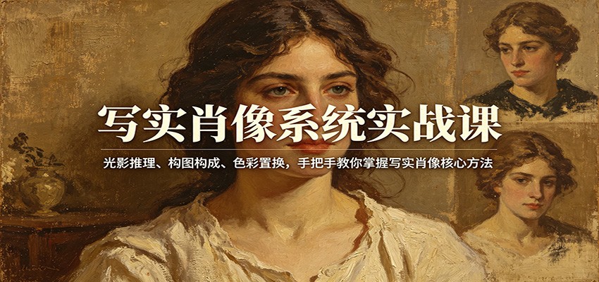 写实肖像系统实战课:光影推理、构图构成、色彩置换,手把手教你掌握写实肖像核心方法-优优云创网