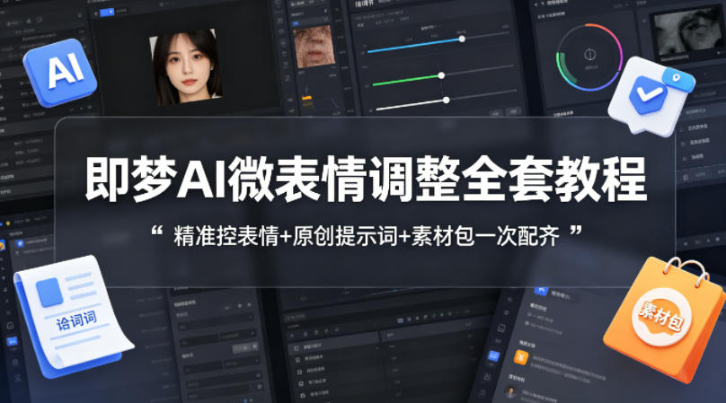 即梦AI微表情调整全套教程，精准控表情+原创提示词+素材包一次配齐-优优云创网