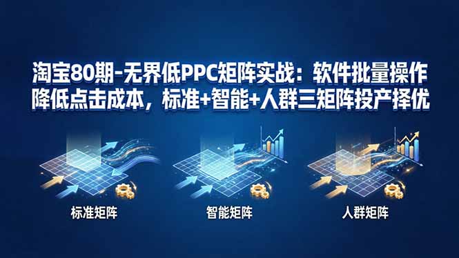 淘宝80期-无界低PPC矩阵实战：软件批量操作降低点击成本，标准+智能+人群三矩阵投产择优-优优云创网