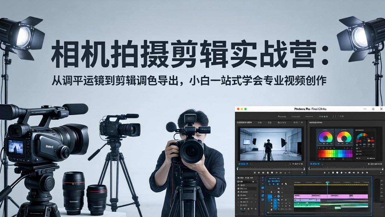 相机拍摄剪辑实战营：从调平运镜到剪辑调色导出，小白一站式学会专业视频创作-优优云创网