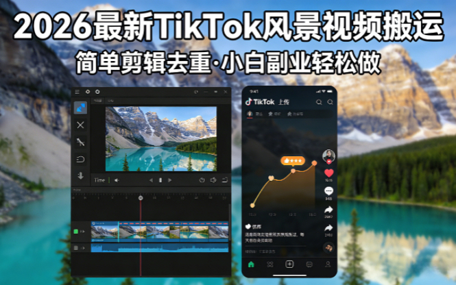 2026最新TikTok风景视频搬运简单剪辑去重小白副业月入 8000-优优云创网