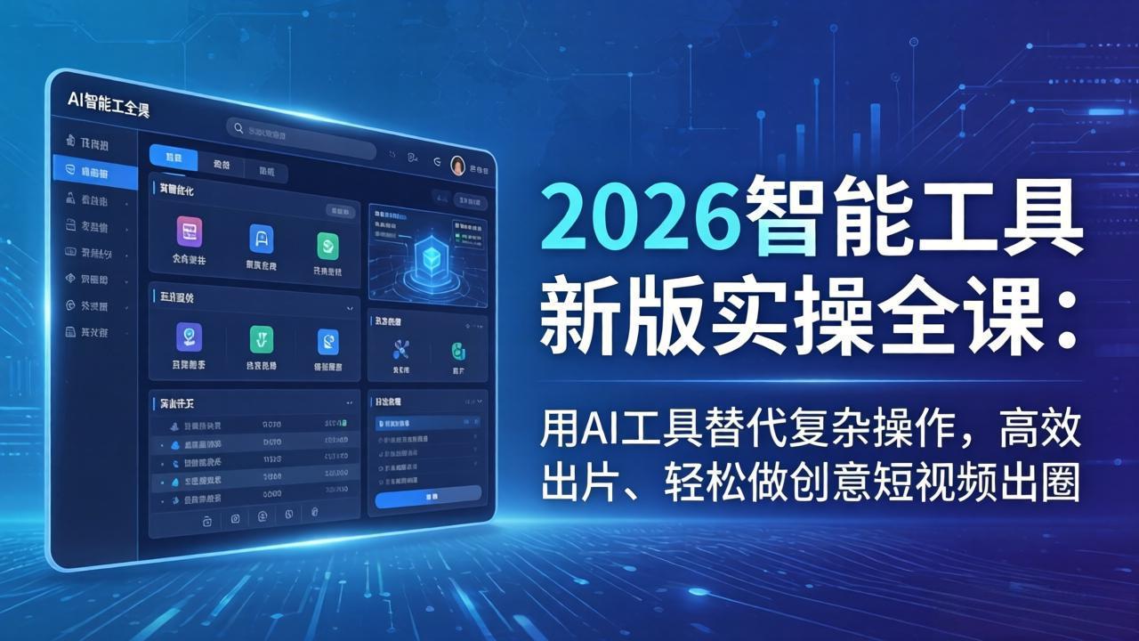 2026智能工具新版实操全课：用AI工具替代复杂操作，高效出片、轻松做创意短视频出圈-优优云创网