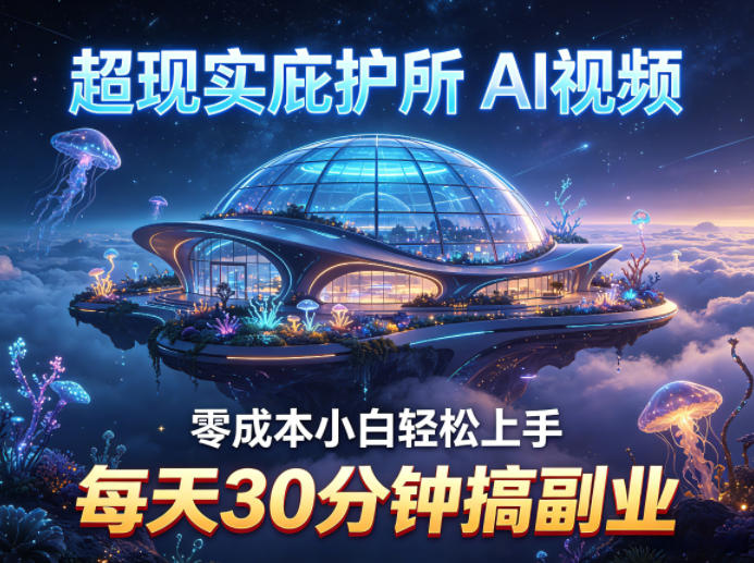超现实庇护所AI视频项目拆解，零成本小白轻松上手，每天30分钟搞副业-优优云创网
