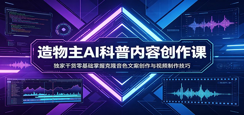 AI科普内容创作课：独家干货零基础掌握克隆音色文案创作与视频制作技巧-优优云创网