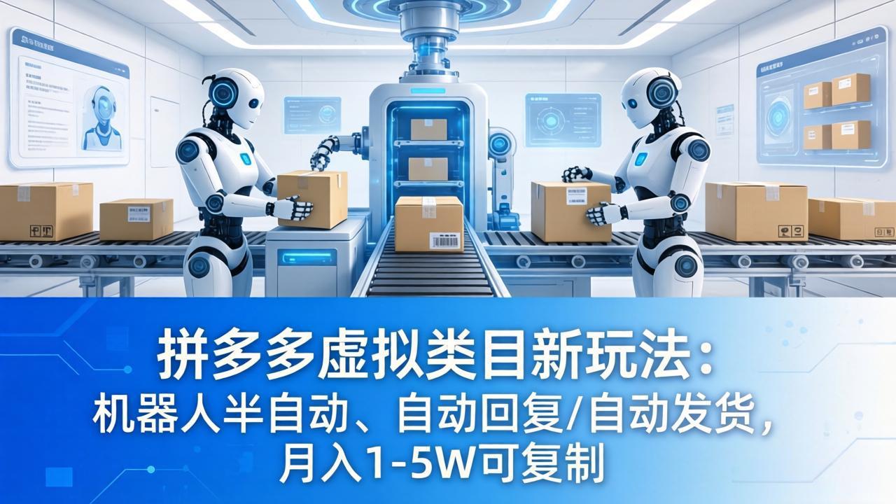 拼多多虚拟类目新玩法：机器人半自动、自动回复 /自动发货，月入 1-5W 可复制-优优云创网