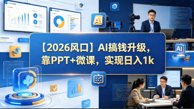 【2026风口】AI搞钱升级，靠PPT+微课，实现日入1k-优优云创网