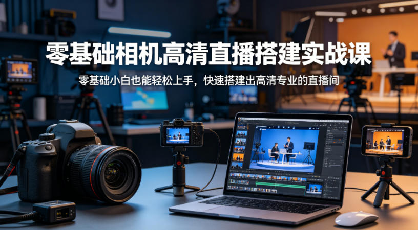 零基础相机高清直播间搭建实战课，小白也能轻松上手，快速搭建出高清专业的直播间-优优云创网
