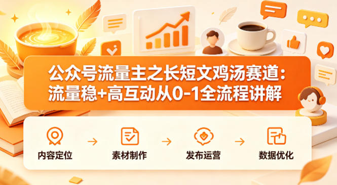 公众号流量主之长短文鸡汤赛道，流量稳+高互动，从0-1全流程讲解-优优云创网