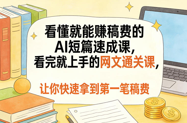 看懂就能賺稿费的AI短篇速成课，看完就上手的网文通关课，让你快速拿到第一笔稿费(更新4月)-优优云创网