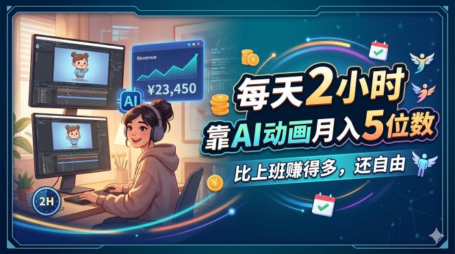 每天 2 小时，靠 AI 动画月入 5 位数，比上班赚得多，还自由-优优云创网